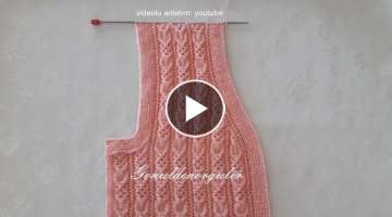 Sleeve and collar cut in vests / Heart-shaped knitting pattern / Knitting patterns