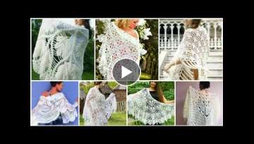 Trendy designers cotton Lace flower pattern crochet shawls -Rings of Lace Triangle Shawls