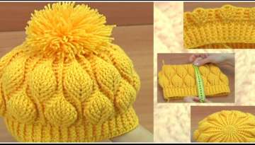 SUPER POPULAR pattern. 3D hat with leaf print.