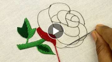 amazing hand embroidery designs of a beautiful rose flower / hand embroidery rose
