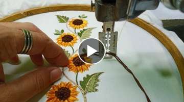 sunflower embroidery design / 3d sunflower embroidery border designs