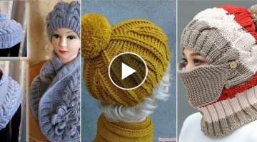 Hand knitted women's winter beret - crochet hat / lace models