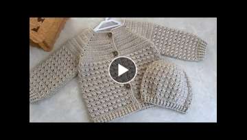 Easy Crochet Baby Cardigan / Baby Boy Jacket - 1 Year