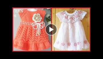 Beautiful hand knitted baby dress / crochet baby bib designs