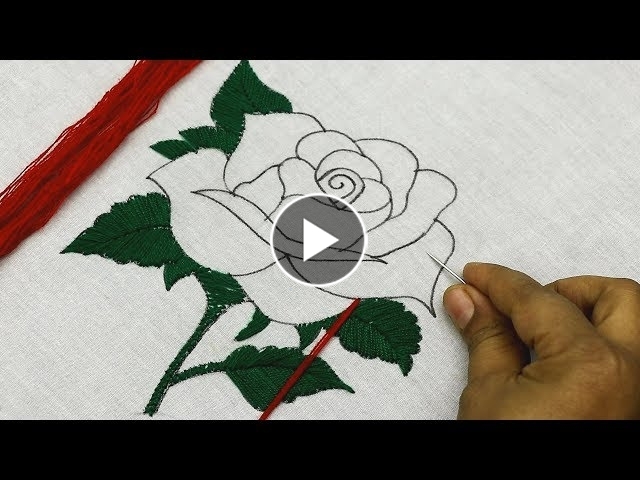 hand embroidery rose / Rose flower embroidery design / Fantasy embroid