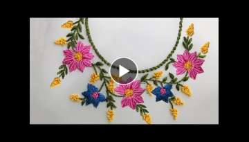 Hand Embroidery: Neckline Embroidery / Big Flower Embroidery