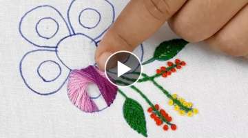 Hand Embroidery amazing flower design / 11with super easy stitch for dress