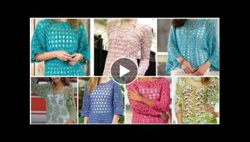 The Most beautiful fancy cotton Crochet knitted lace Pattern women fashion veggie blouse dress de...