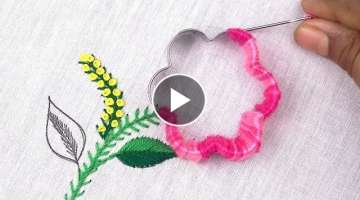 Amazing hand embroidery flower design trick, easy sewing tips for making woolen flower