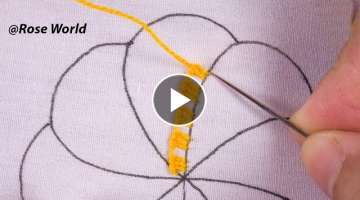 hand embroidery amazing multi petal colorful flower design / needle work step by step tutorial