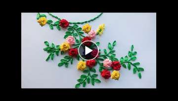 Hand Embroidery- Ribbon Embroidery / Ribbon Neckline Embroidery / Neckline Embroidery