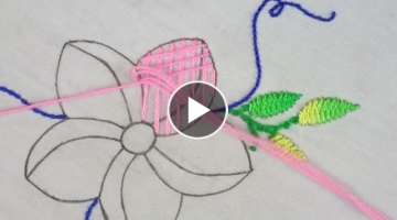 hand embroidery / colorful flower design with multiple simple stitches for beginners