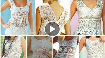 Top Latest designer cotton crochet Lace flower pattern crop top blouse dress design for women