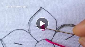 Modern Hand Embroidery New Ornate Elegant Floral Design / Needlework With Easy Sewing Tutorial