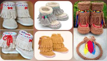 Models of ankle boots with tassels