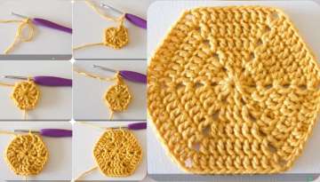 Knitting Hexagon Motif Making - Knitting Pattern Examples for Blanket