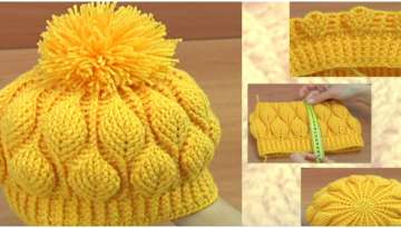SUPER POPULAR pattern. 3D hat with leaf print.