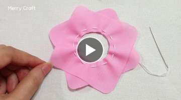 Super Easy Flower Making Idea with Fabric / Amazing Hand Embroidery Flower Design Trick