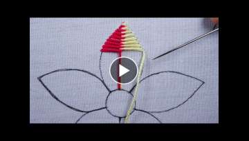 hand embroidery / new double needle knitting amazing dual color flower design for beginners