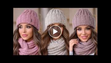 Master Class Stylish Knitted Women's Beanie Set / Your Perfect Hat With Elegant Patterns