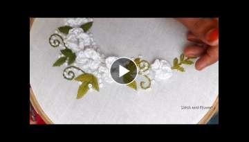 Hand embroidery beautiful white Brazilian design flower deign