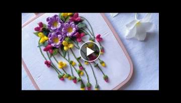 Hanging Flower Hand Embroidery Tutorial and Design / Easy Way to Embroider