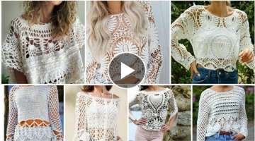 Trendy Knitwear Fashion / Cute Crochet Lace Flower pattern women fashion veggie top blouse dress