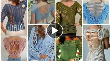 Stylish Trendy Fashion Cute Crochet Doily Lace Pattern Crop Top blouse dress for Modern Ladies