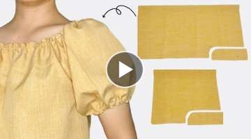 EASY pattern to make puff sleeves elastic neckline blouse