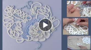 Amazing Composition / Crochet Spider / Mesh Flowers / Irish Lace
