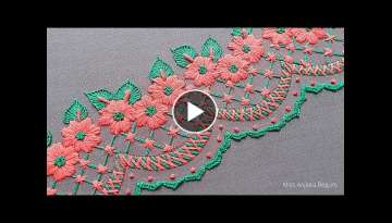 Delightful Hand Embroidery Design / Beautiful Borderline Embroidery / Hemline Embroidery Design