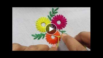 Hand Embroidery,Modern Lazy Daisy Stitch / beautiful flower Embroidery