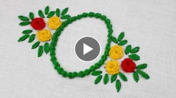 Hand Embroidery / rose flower embroidery design for cushion cover