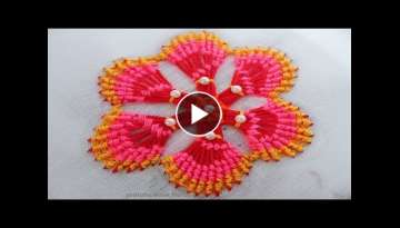 Modern Embroidery Flower tutorial by Rose World / Hand Embroidery Stitch