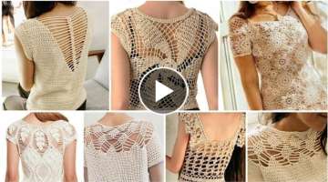 Latest Top crochet knitted doily lace pattern women fashion top blouse