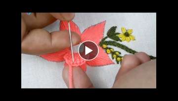 hand embroidery 3d flower embroidery / design stitching tutorial