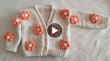 Easiest Cardigan to Knit in 1 Day - Short Cardigan Making - 2-3 Year Cardigan Finishing - Easy Kn...