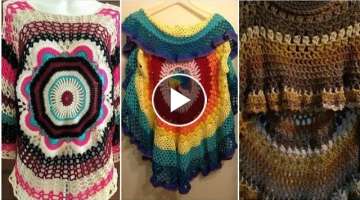Very Decent Latest Demandi Crochet Knit Up down Fashion Cap Shawl's / Fancy Designe