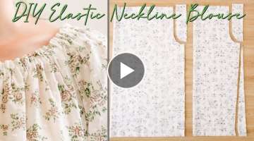 DIY Elastic Neckline / Off The Shoulder Top / Beginner Friendly Sewing Projects