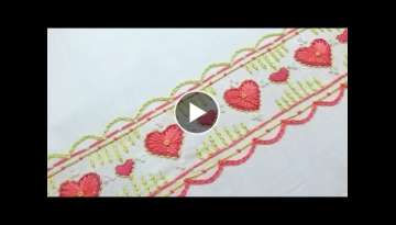 Hand embroidery / simple border design for beginners with easy stitches