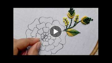 Hand Embroidery amazing flower design / 19 with super easy stitch for dress