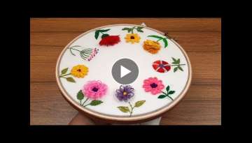 Hand embroidery easy 9 flowers design