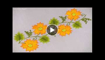 Easy Sewing Hand Embroidery for Beginners / Easy Border Design Embroidery