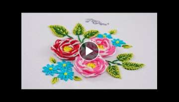 How to Embroider Roses in Double Color Cobweb Stitch
