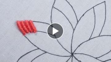 Hand Embroidered Classic Bullion and Spider Stitch Variation Flower Pattern Needlework