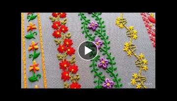Easy Hand Embroidery / Beautiful Borderline Design / Borderline Embroidery for All Dress