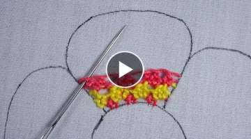 Hand embroidery new macramé knots variation flower design with easy following tutorial