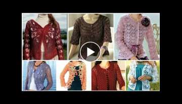Designer Latest Cotton Crochet Knitting Lace Pattern Cardigan Girls Sweater / Vest / Outdoor Jack...