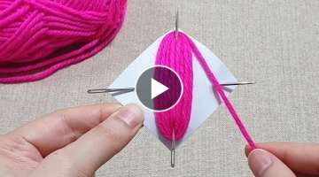 Amazing Flower Craft Idea with Woolen / Hand Embroidery Amazing Trick / DIY Wool Design