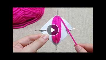 Amazing Flower Craft Idea with Woolen / Hand Embroidery Amazing Trick / DIY Wool Design